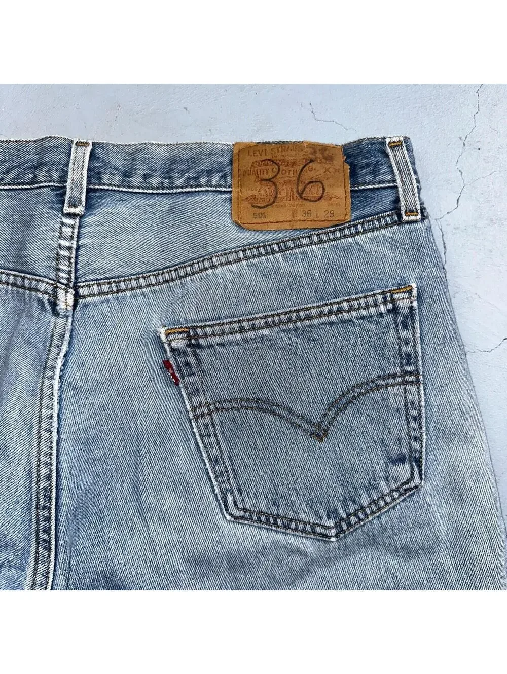 Levis 501 Vintage 90s XX Straight Leg Mexico Jeans 36x29 Light Wash Act 35x28